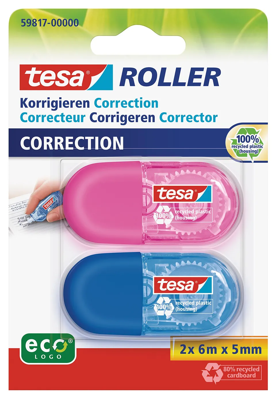 tesa-correction-roller-mini-korrekturroller-2-x-6-m-x-5-mm-pink-blau image 1