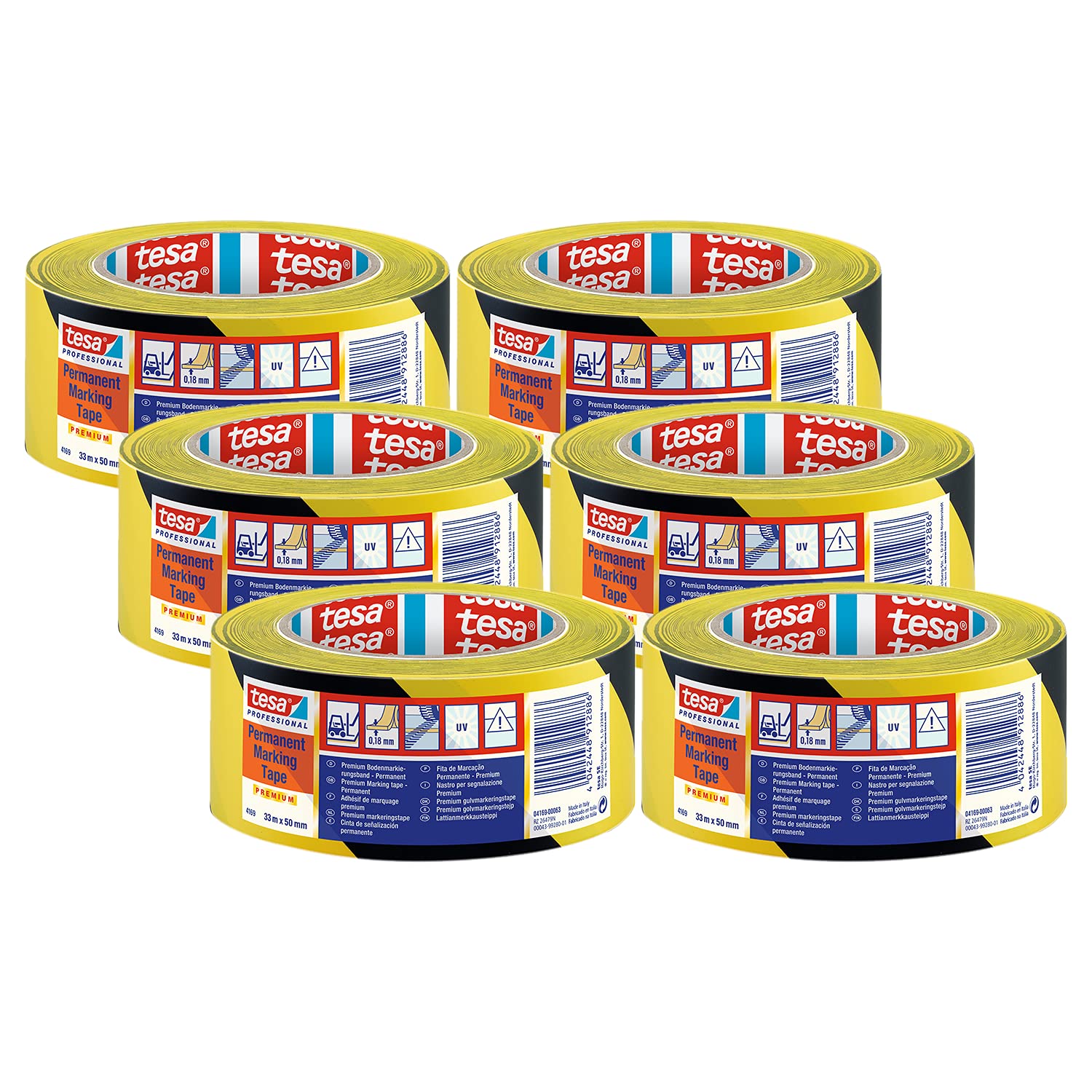 tesa-professional-4169-markierungsband-permanent-6er-pack-gelb image 3
