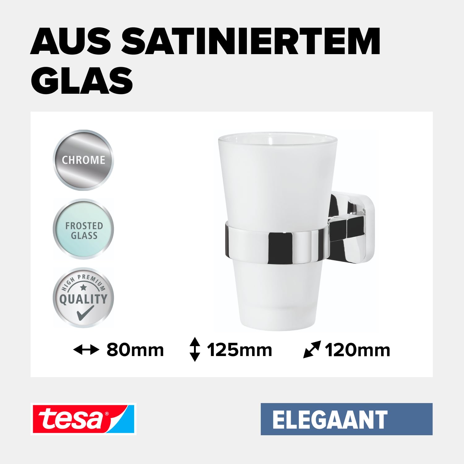 tesa-elegaant-zahnputzbecher-mit-halterung-milchglas-chrom-80-x-125-x-120-mm image 3