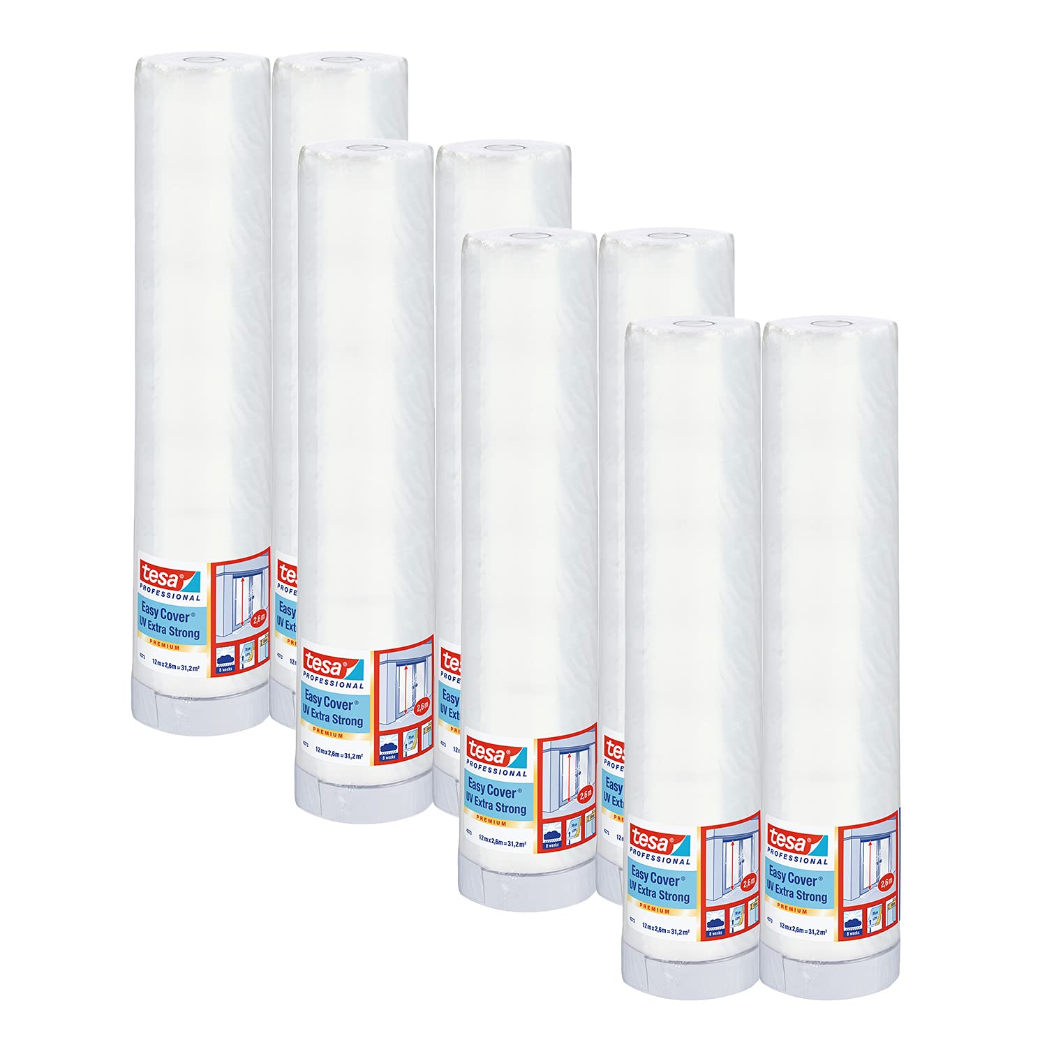tesa-easy-cover-4373-uv-extra-stark-malerband-mit-folie-8er-pack-12-m-x-2-6-m image 1