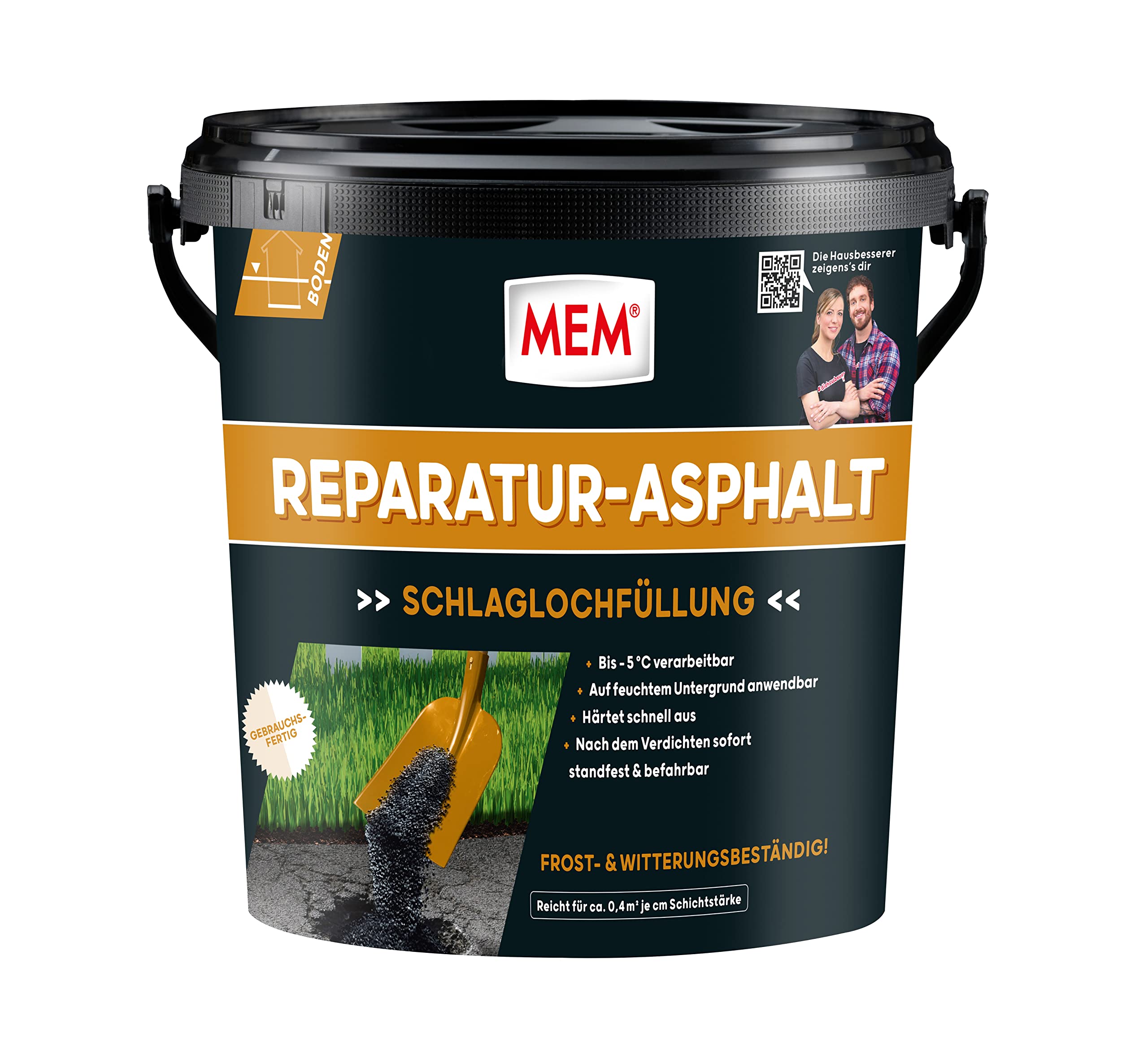 mem-reparatur-asphalt-10-kg-kaltverarbeitbarer-schwarzdeckaufstrich-gegen-schlag image 1
