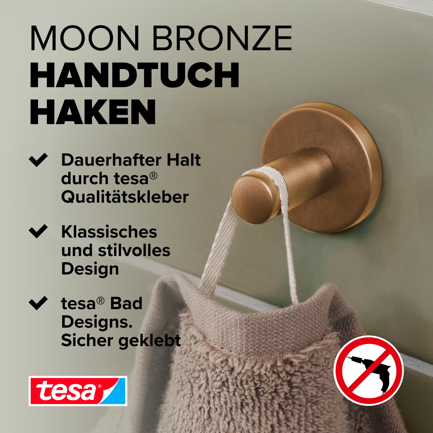 tesa-moon-bronze-handtuchhaken-37-x-37-x-36-mm-pvd-metall-ohne-bohren image 2