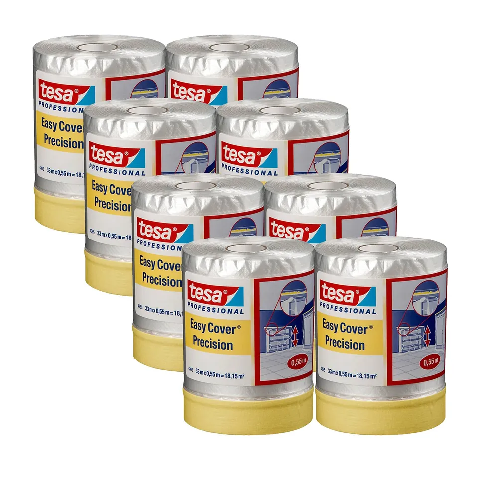 tesa-easy-cover-4365-pra4zision-malerband-mit-folie-8er-pack-33-m-x-0-55-m image 1