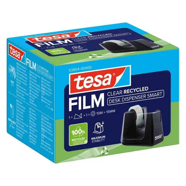 tesa-tischabroller-smart-recycled-tesafilm-clear-recycled-10-m-x-15-mm image 1