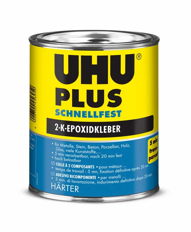 uhu-plus-schnellfest-2k-epoxidkleber-h-rter-dose-855-g image 1
