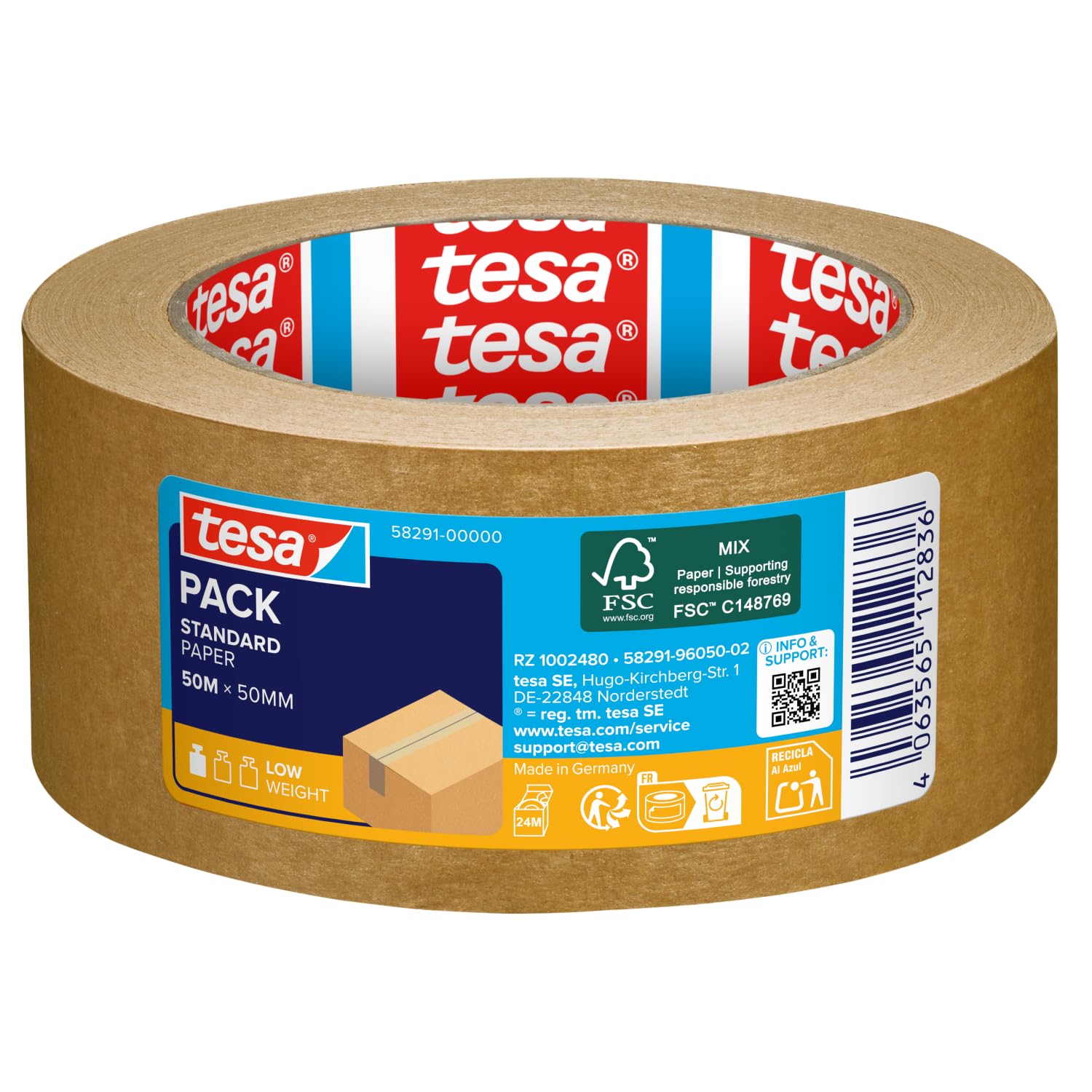 tesa-tesapack-standard-paper-papierklebeband-50-m-x-50-mm-braun image 1