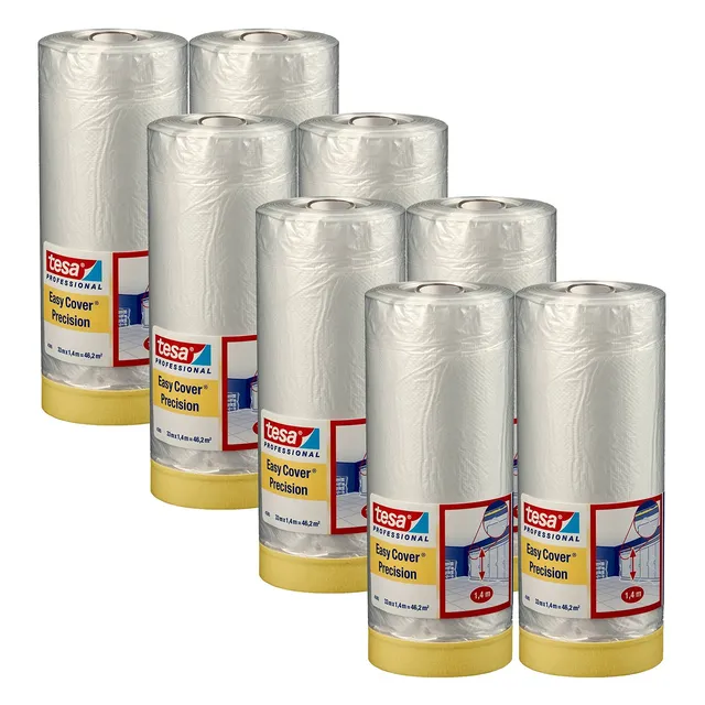 tesa-easy-cover-4365-pr-zision-malerband-mit-folie-8er-pack-33-m-x-1-4-m image 1