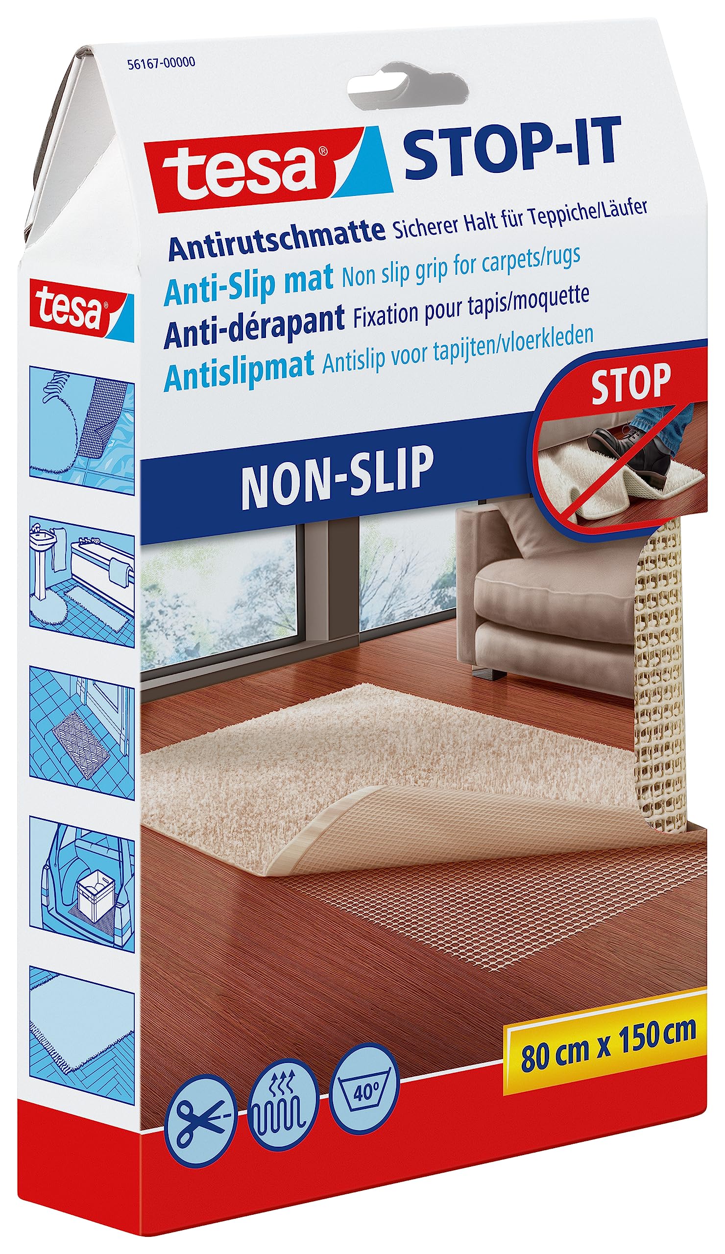 tesa-stop-it-anti-rutschmatte-80-x-150-cm-beige-teppichunterlage image 1