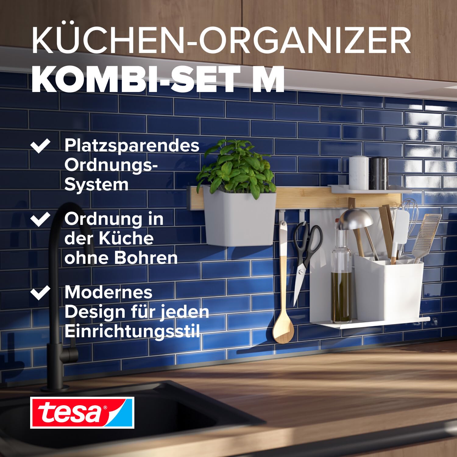tesa-k-chen-organizer-kombi-set-m-selbstklebende-k-chenleiste-bambus-wei image 2