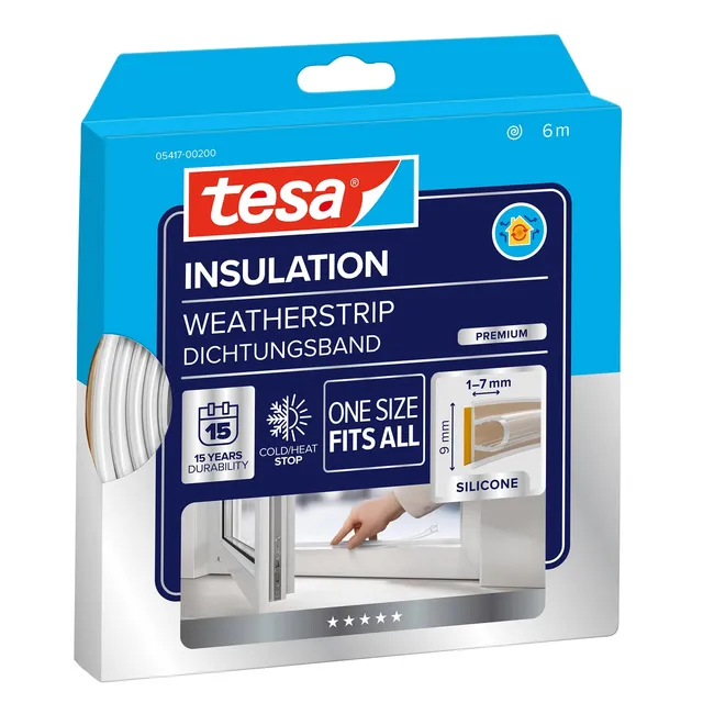 tesa-insulation-dichtungsband-premium-6-m-x-9-mm-x-7-mm-transparent image 1