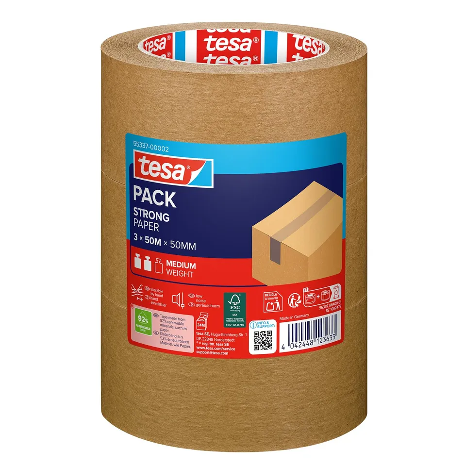 tesa-tesapack-strong-paper-paketklebeband-50-m-x-50-mm-braun-3-rollen image 1