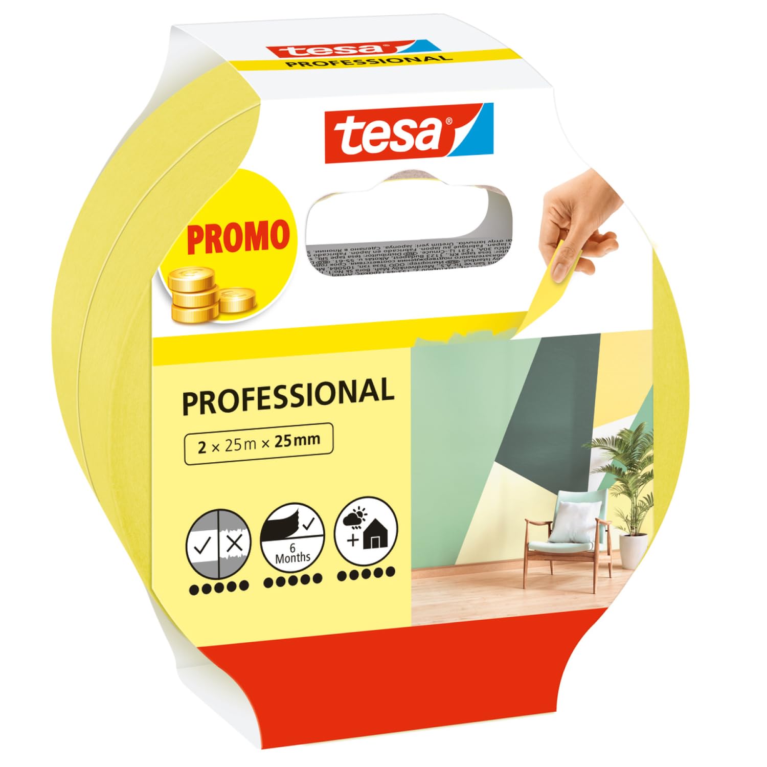 tesa-malerband-professional-gelb-2er-pack-25-m-x-25-mm image 1