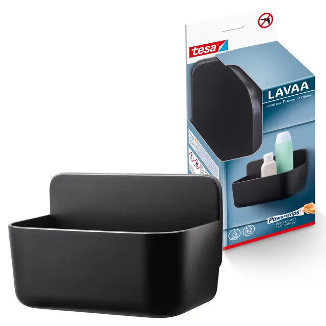 tesa-lavaa-duschkorb-s-schwarz-matt-200-x-130-x-110-mm-mit-waterproof-strips-xl- image 1
