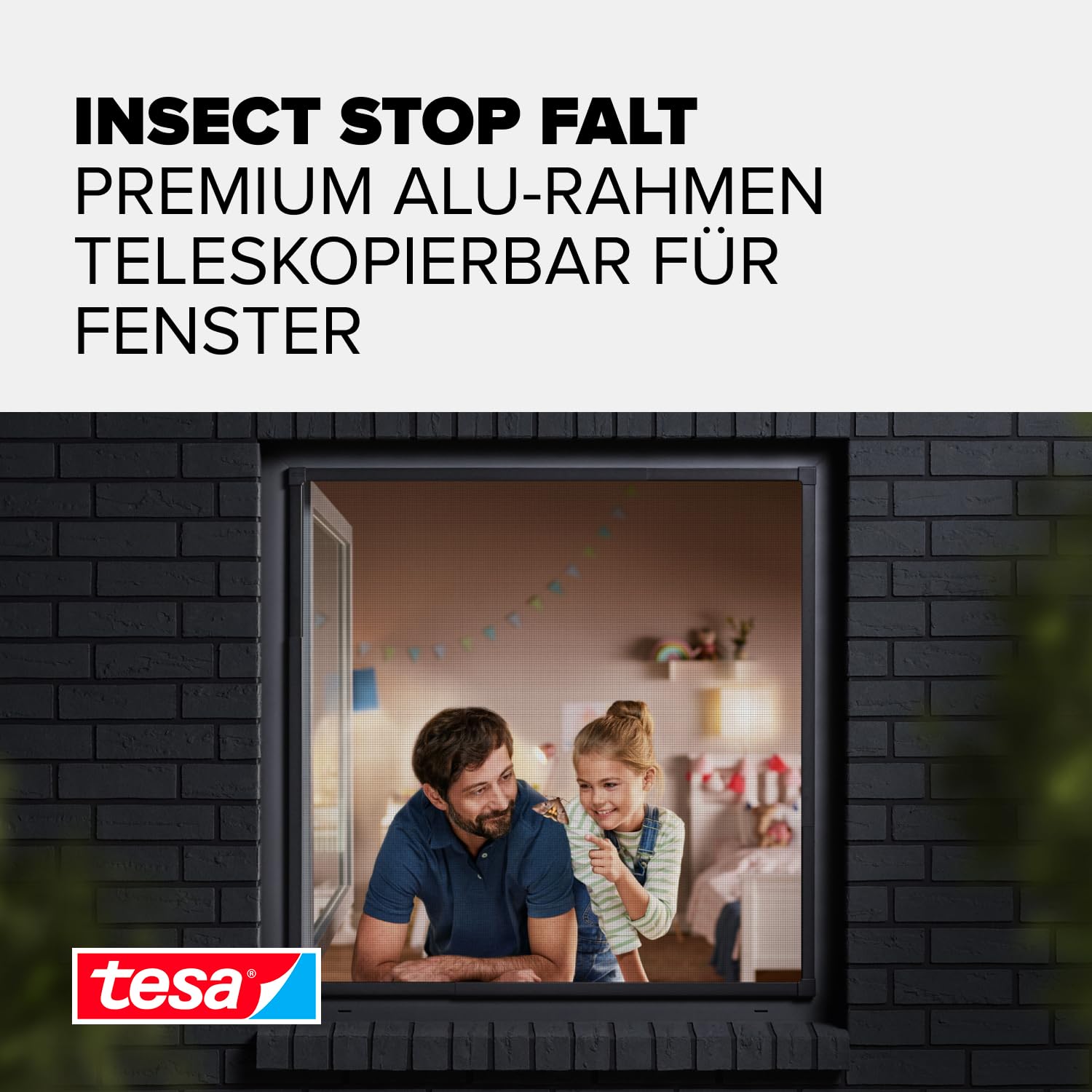 tesa-insect-stop-falt-fliegengitter-fenster-80-140-cm-anthrazit-alu-rahmen image 3