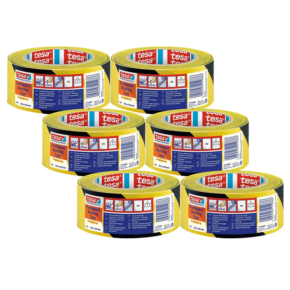 tesa-professional-4169-markierungsband-permanent-6er-pack-gelb image 1