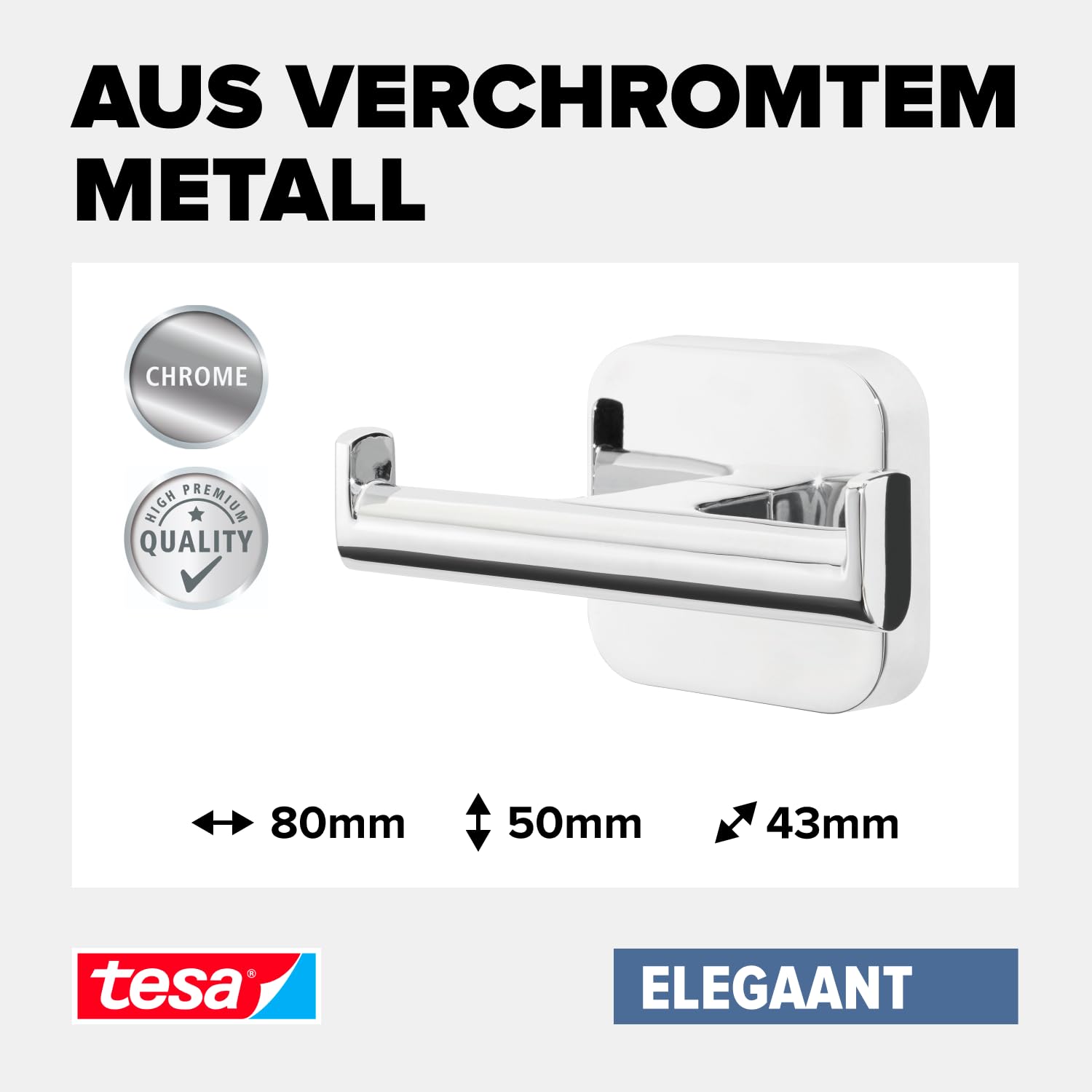 tesa-elegaant-doppel-handtuchhaken-verchromt-80-mm-x-50-mm-x-43-mm image 3