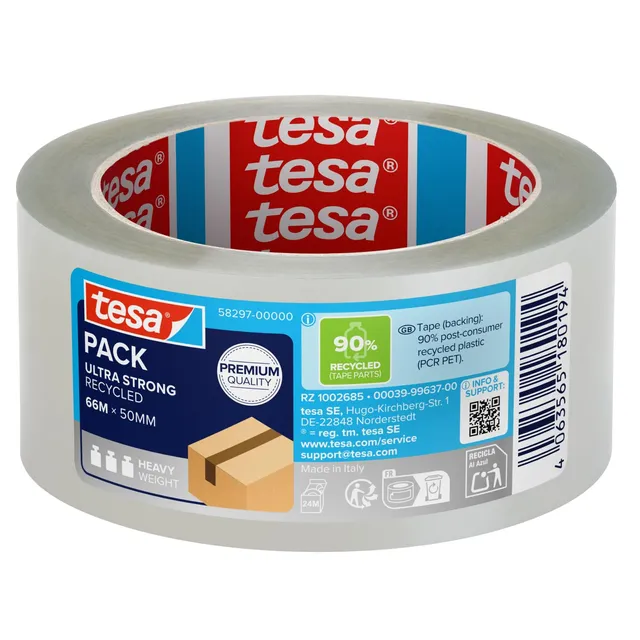 tesa-tesapack-ultra-strong-recycled-packband-66-m-x-50-mm-transparent image 1