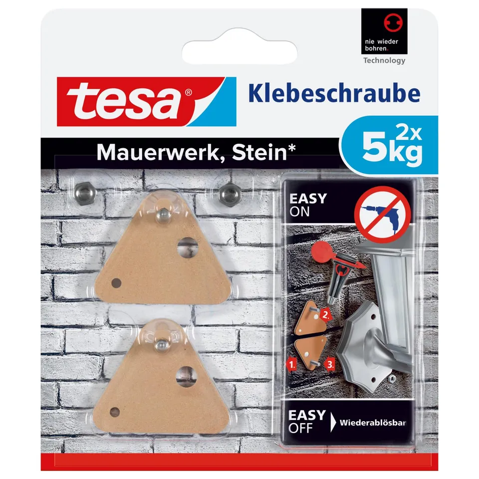 tesa-klebeschraube-f-r-mauerwerk-stein-dreieckig-5-kg-2-st-ck image 1