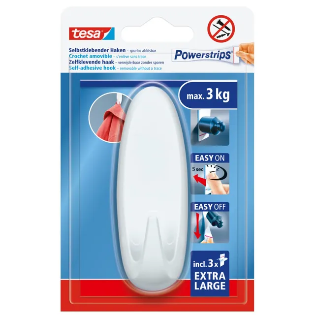 tesa-powerstrips-klebehaken-xl-oval-wei-bis-3-kg-ohne-bohren image 1