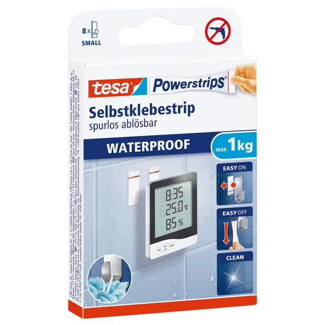 tesa-powerstrips-waterproof-strips-small-8-doppelseitige-streifen image 1