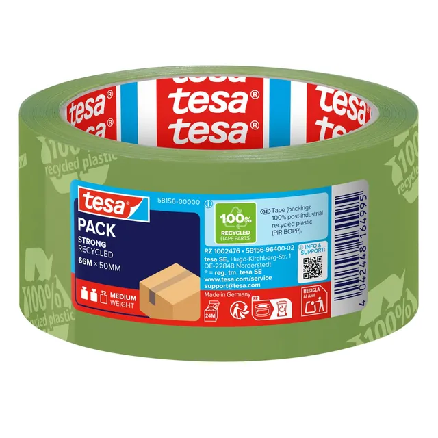 tesa-tesapack-strong-recycled-paketklebeband-66-m-x-50-mm-grfcn-bedruckt image 1