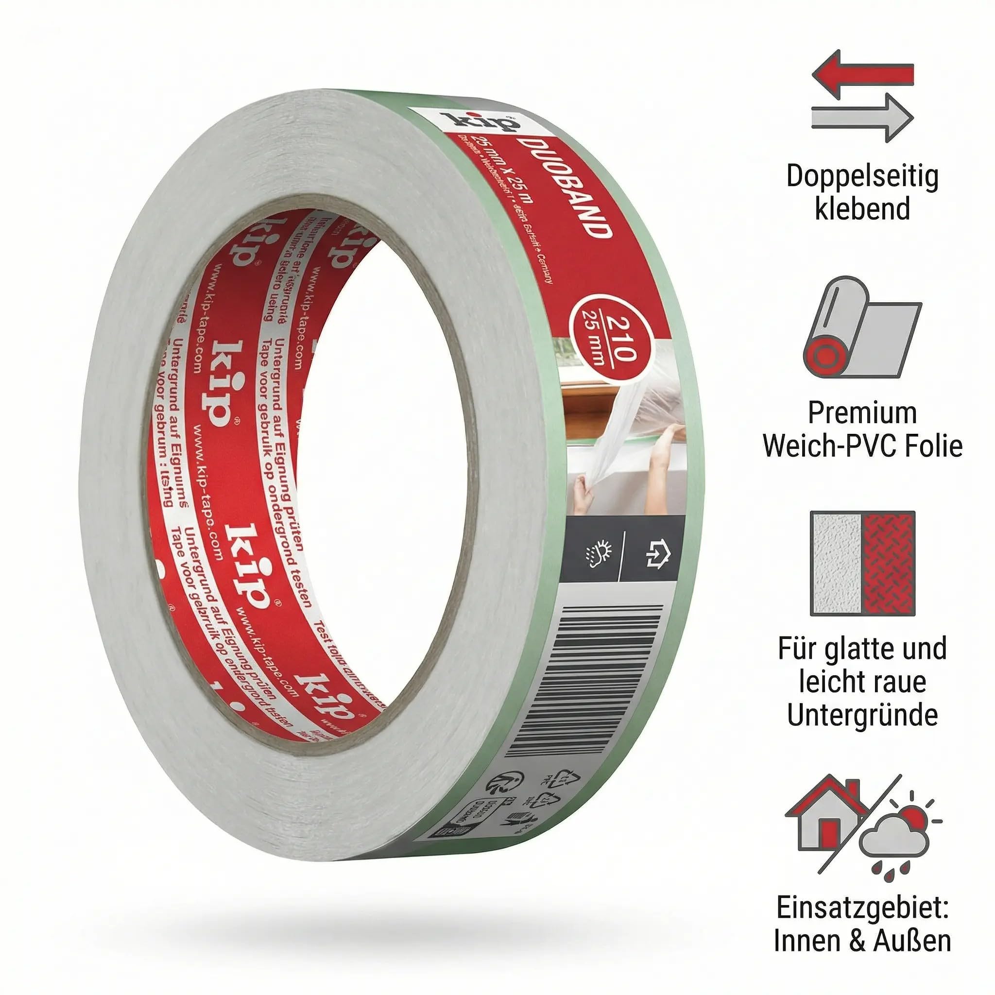 kip-tape-210-24-duoband-doppelseitiges-klebeband-25-m-x-25-mm-gr-n image 2