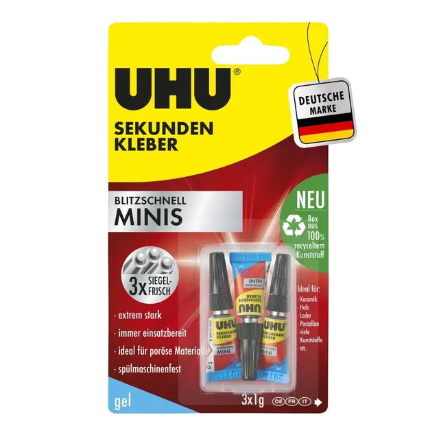 uhu-sekundenkleber-extra-stark-gel-3x1g-mit-box image 1