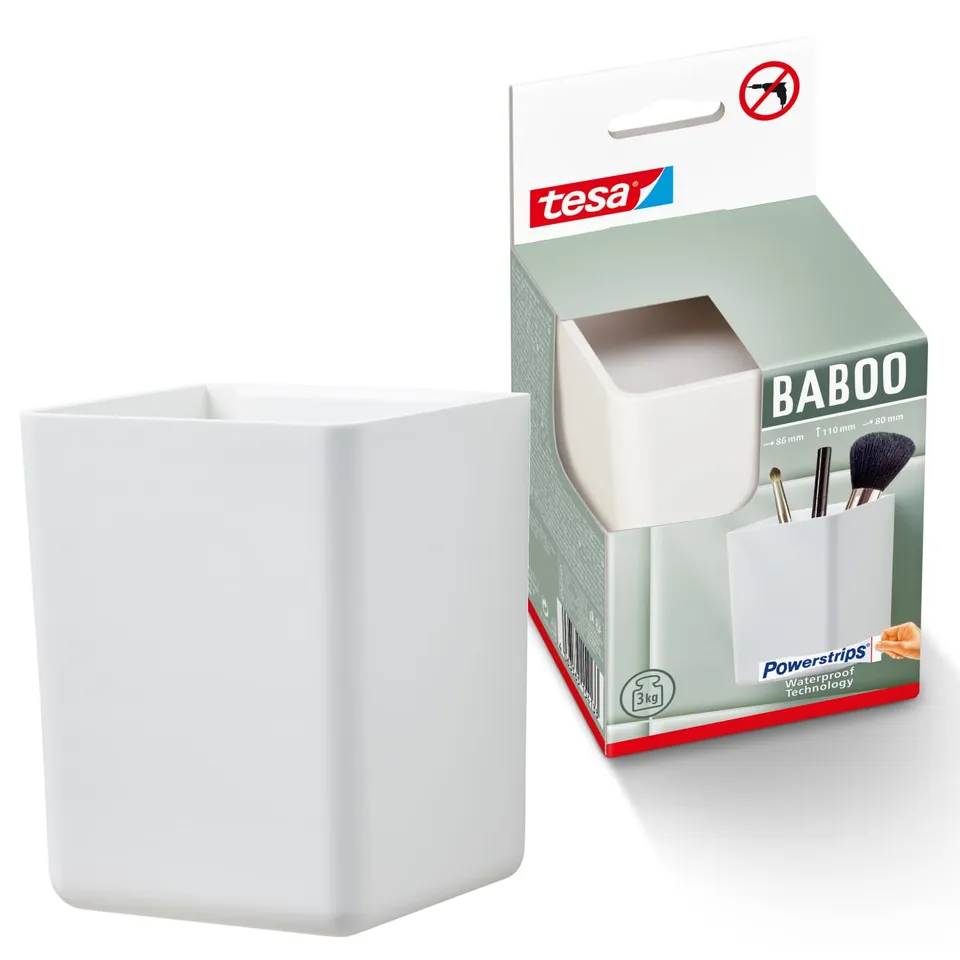 tesa-baboo-badorganizer-ohne-deckel-matt-wei-86-x-110-x-80-mm-mit-powerstrips-wa image 1