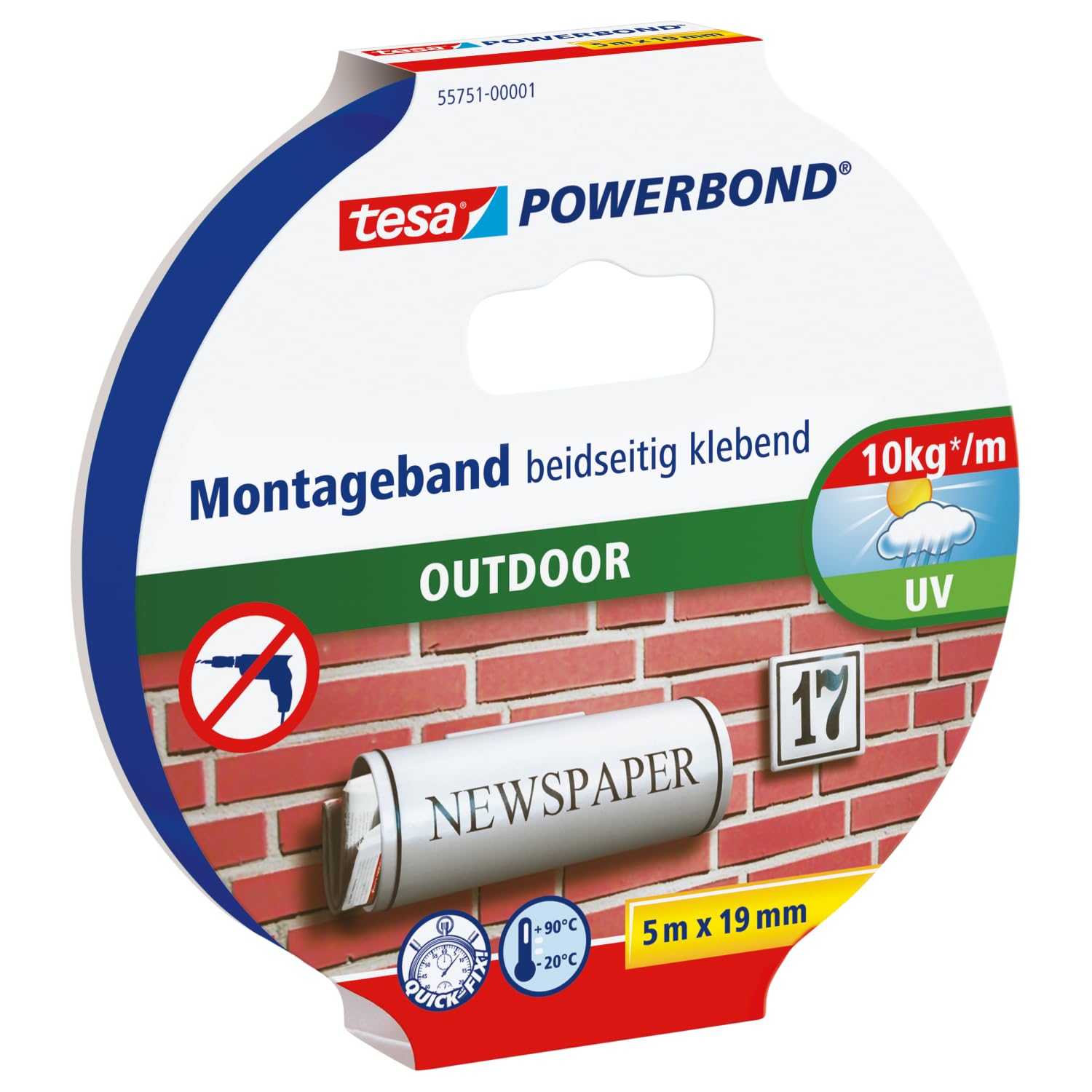 tesa-powerbond-outdoor-doppelseitiges-montageband-transparent-5-m-x-19-mm image 1