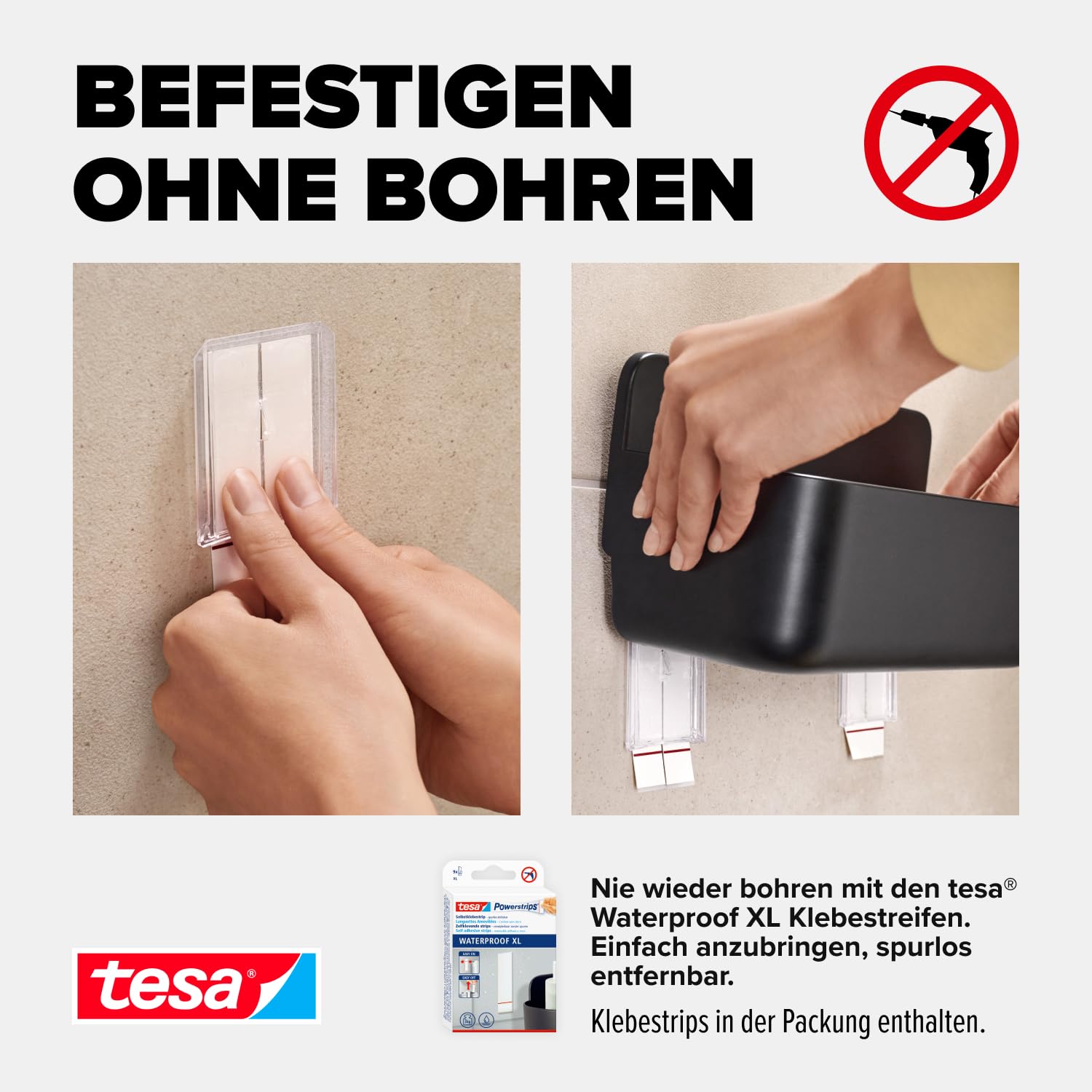 tesa-lavaa-duschkorb-s-schwarz-matt-200-x-130-x-110-mm-mit-waterproof-strips-xl- image 5