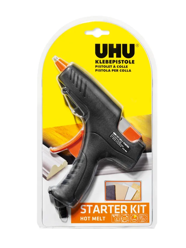 uhu-hot-melt-hei-8fklebepsitole-starter-kit-mit-pistole-6-patronen image 1