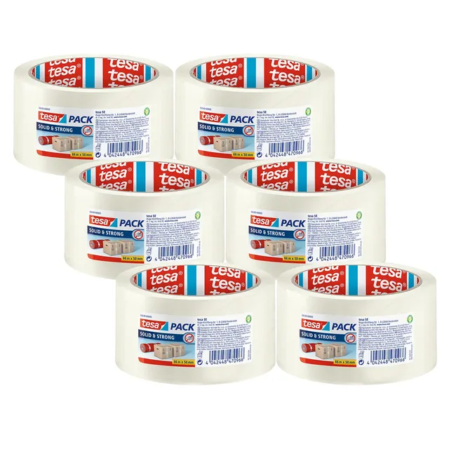 tesa-tesapack-solid-strong-packband-transparent-66-m-x-50-mm-6-rollen image 1