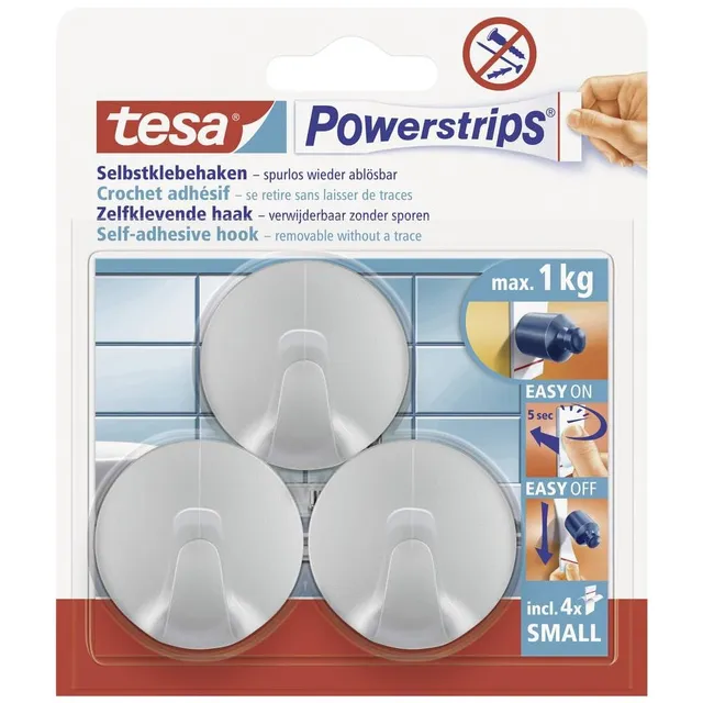 tesa-powerstrips-haken-small-rund-matt-chrom-1-kg image 1