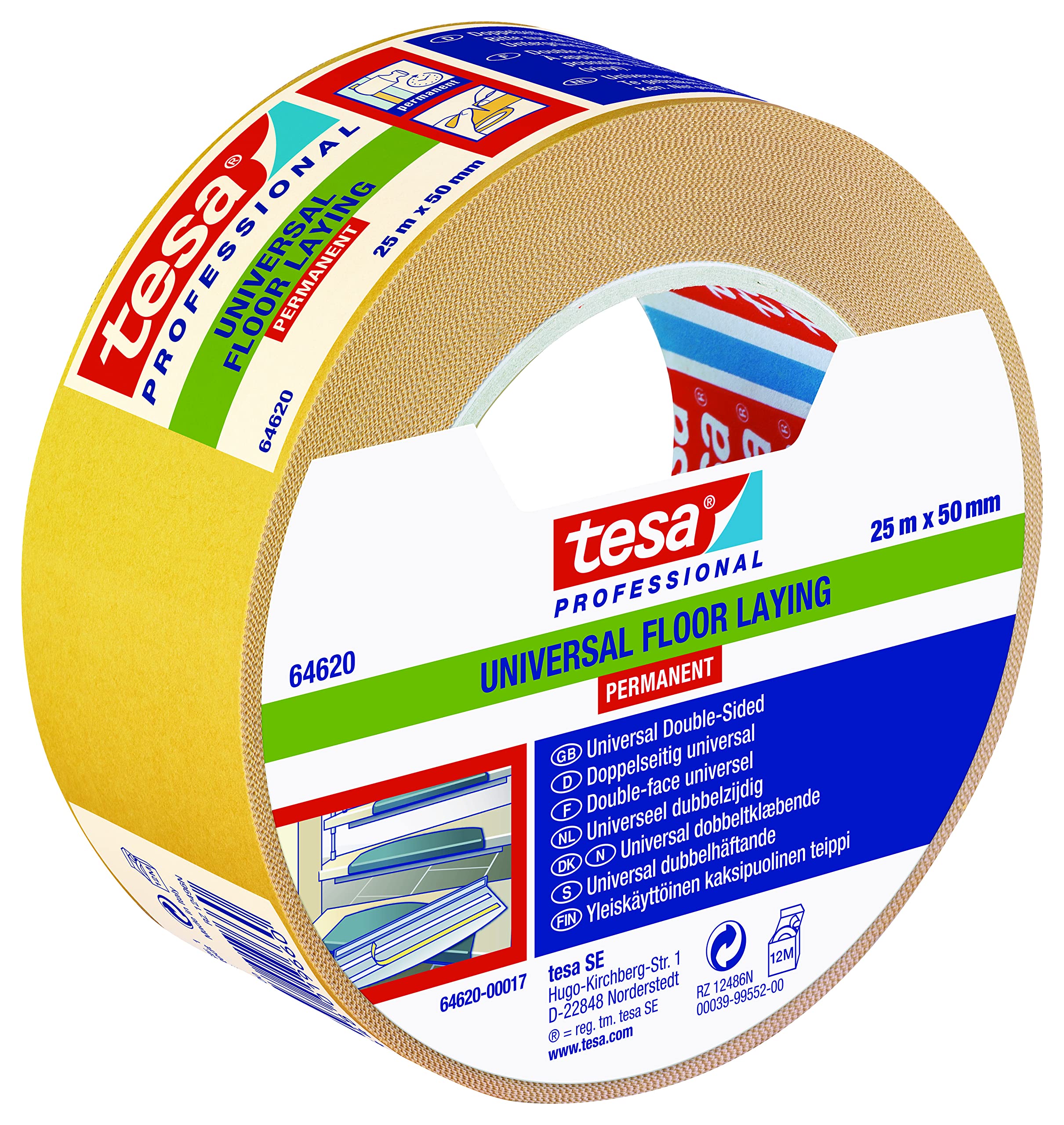 tesa-tesafix-64620-verlegband-universal-teppichband-6-x-25-m-x-5-cm-wei image 2