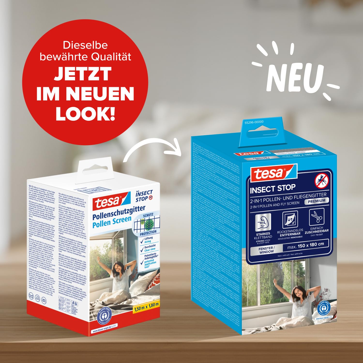 tesa-insect-stop-2-in-1-pollen-und-fliegengitter-premium-150-cm-x-180-cm-anthraz image 2