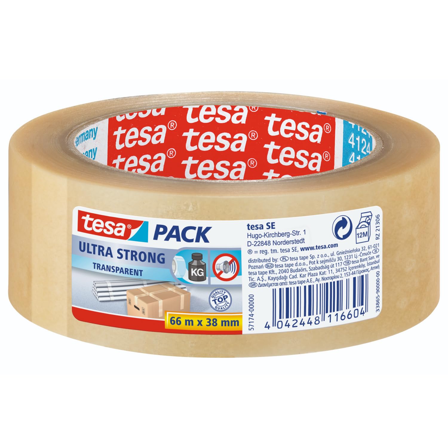 tesa-tesapack-ultra-strong-paketklebeband-66-m-x-38-mm-transparent image 1