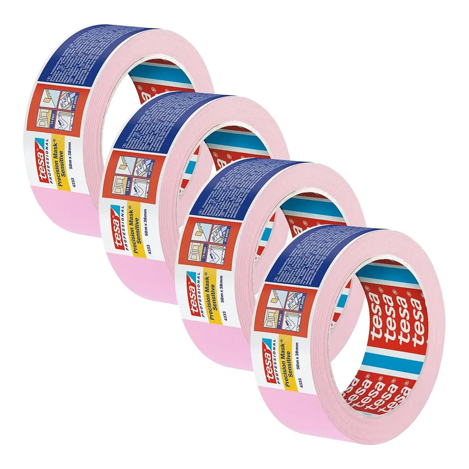 tesa-pr-zisionskrepp-sensitiv-4333-malerabdeckband-50-m-x-38-mm-rosa-4er-pack image 1