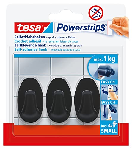 tesa-powerstrips-klebehaken-small-oval-schwarz-3er-pack-1-kg-ohne-bohren image 7