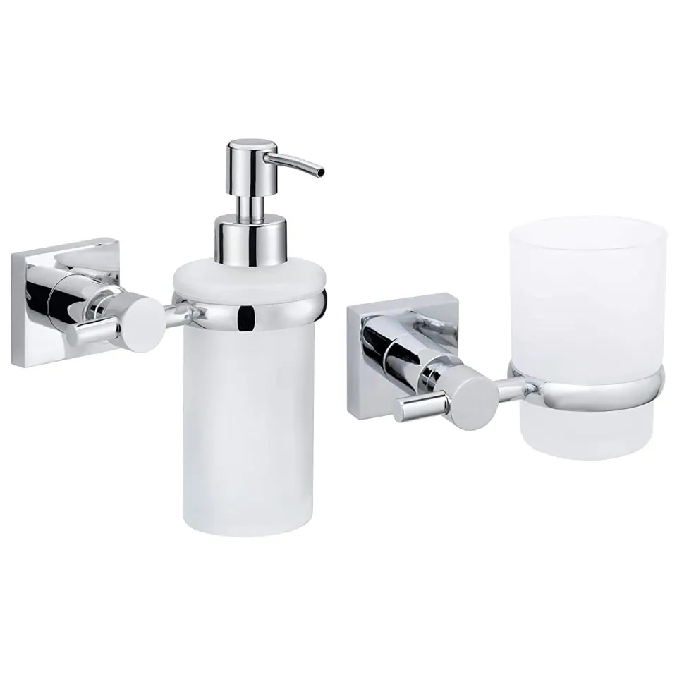 tesa-hukk-seifenspender-zahnb-rstenhalter-set-verchromt-satiniertes-glas image 1