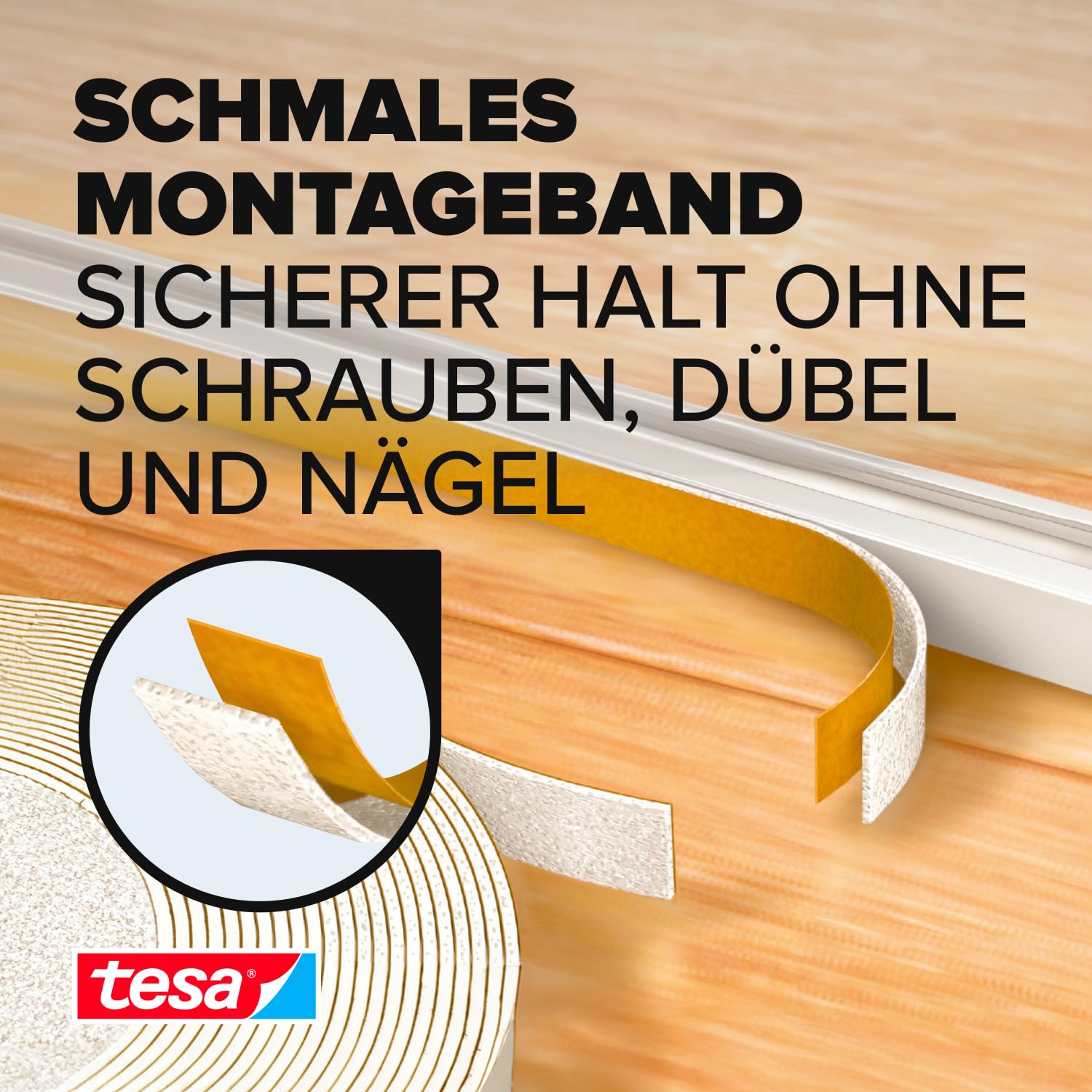 tesa-powerbond-montageband-schmal-schaumstoff-beige-2-rollen-5-m-x-9-mm image 2