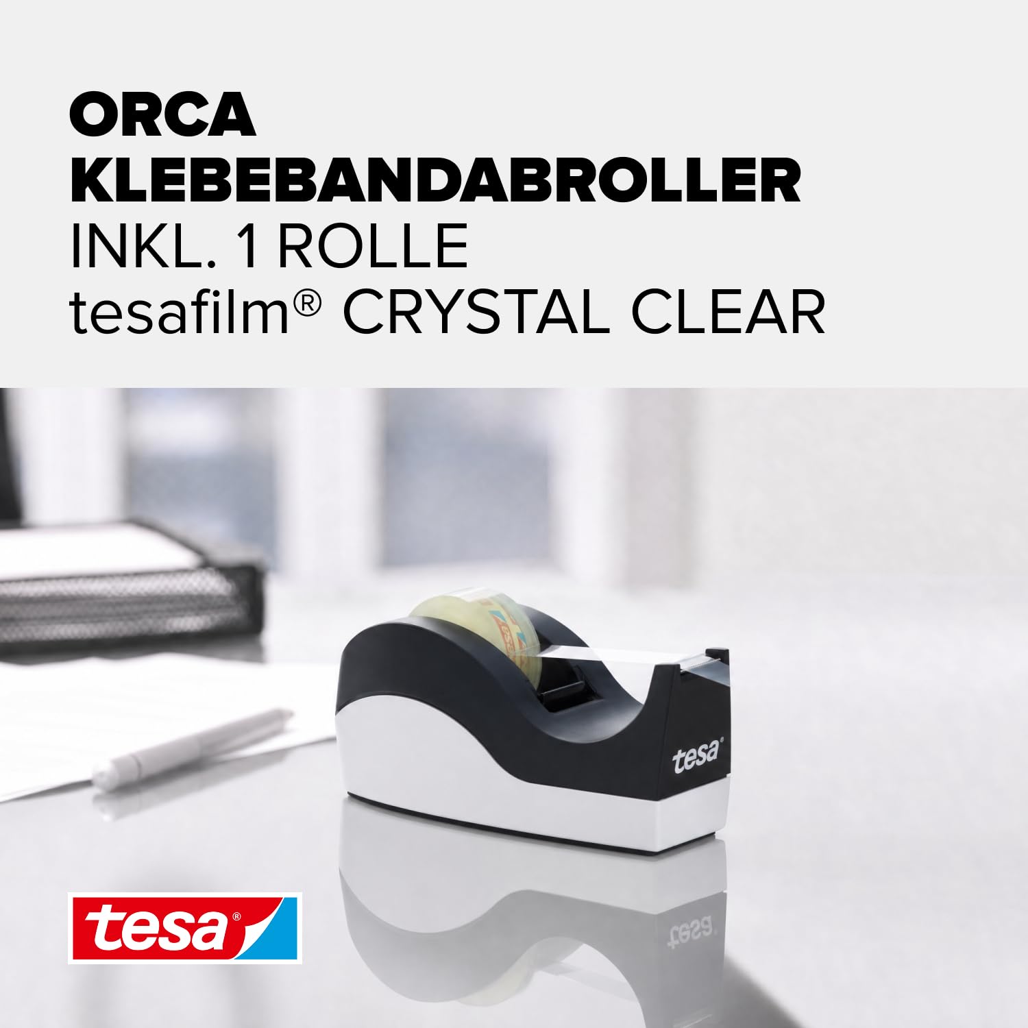 tesa-tischabroller-easy-cut-orca-mit-tesafilm-crystal-clear image 2