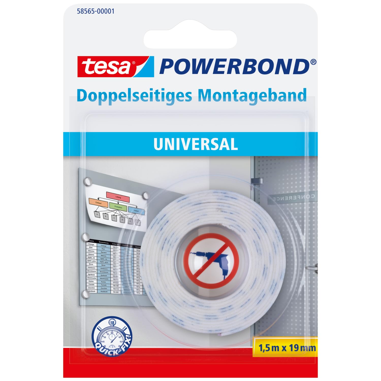 tesa-powerbond-universal-montageband-doppelseitig-1-5-m-x-19-mm image 1