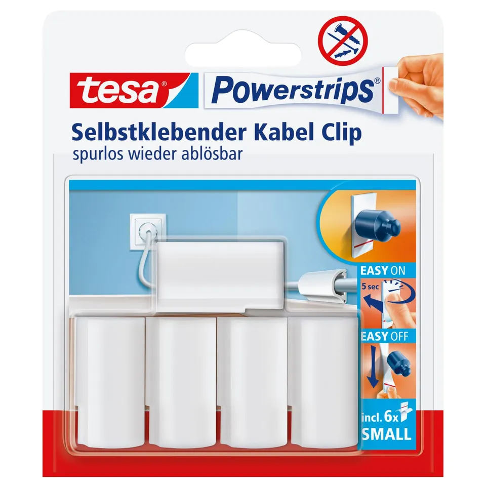 tesa-powerstrips-kabelclip-kabelbefestigung-5x-wei-f-r-kabel-bis-8-mm image 1