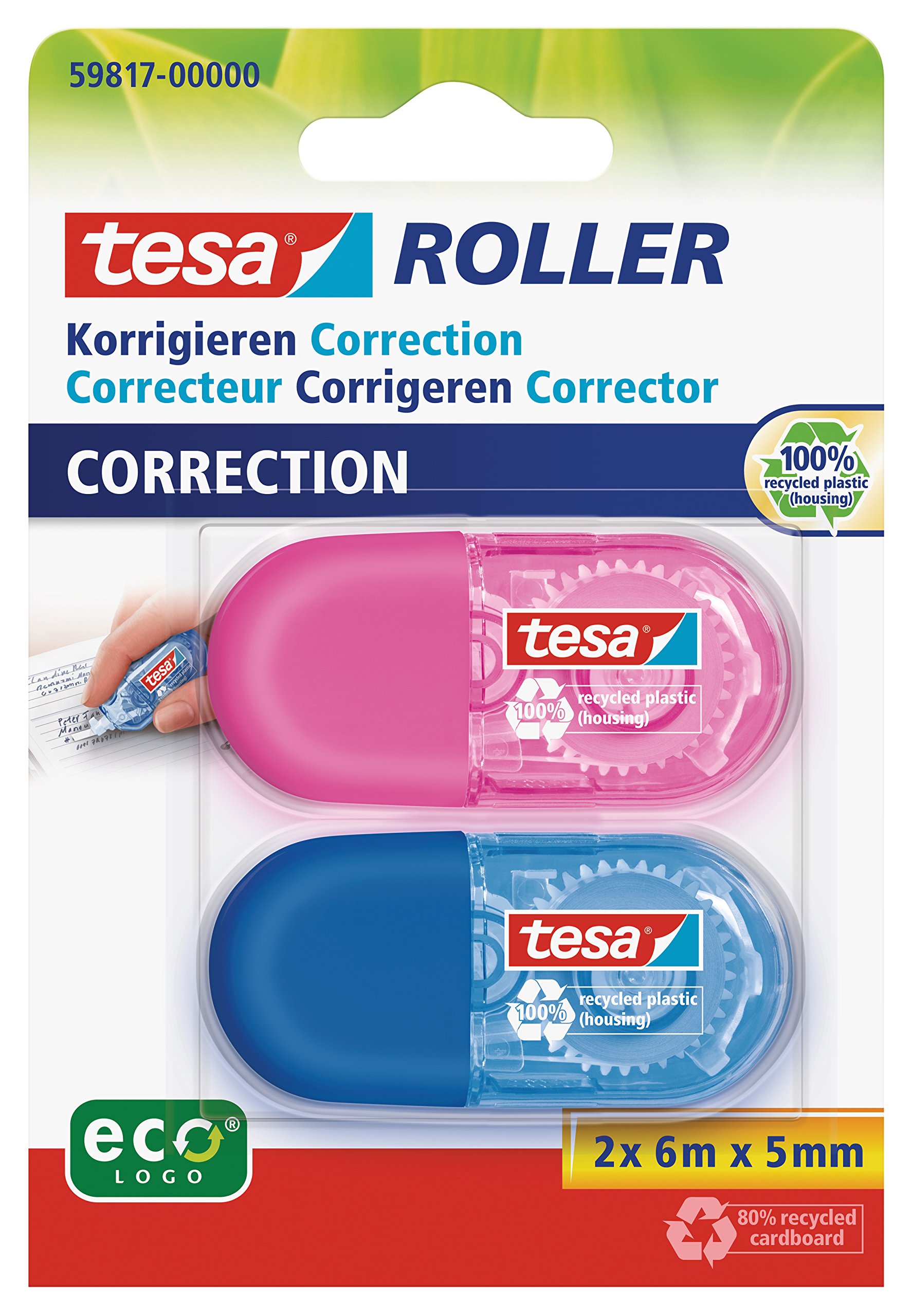 tesa-correction-roller-mini-korrekturroller-2-x-6-m-x-5-mm-pink-blau image 1