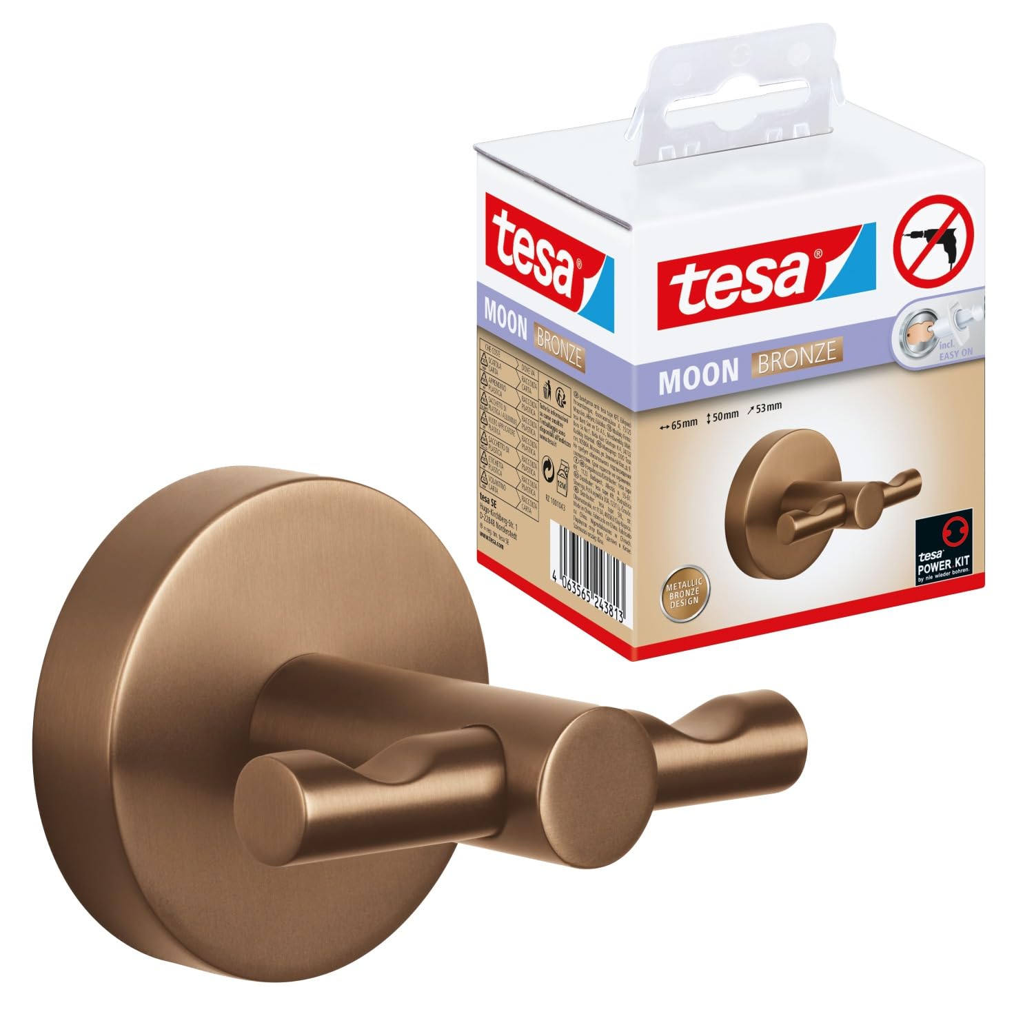 tesa-moon-bronze-handtuchhaken-37-x-37-x-36-mm-pvd-metall-ohne-bohren image 8