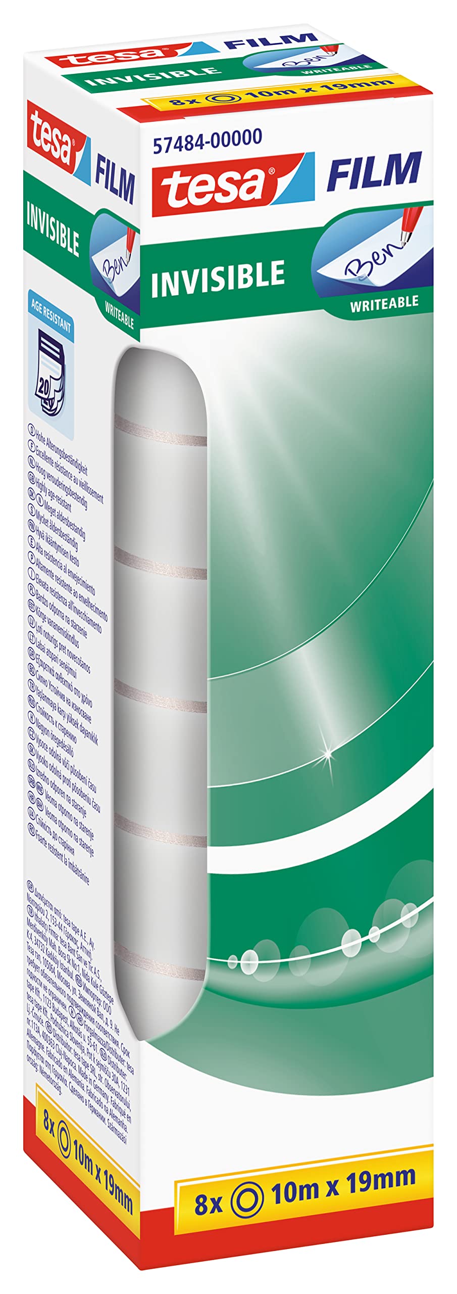 tesa-tesafilm-invisible-10-m-x-19-mm-8er-pack-matt-transparentes-klebeband image 2