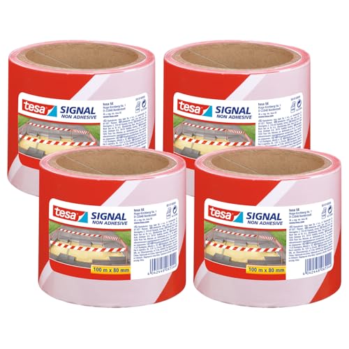 tesa-signal-absperrband-4er-pack-100-m-x-80-mm-rot-wei-nicht-klebend image 8