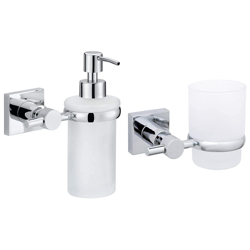 tesa-hukk-seifenspender-zahnb-rstenhalter-set-verchromt-satiniertes-glas image 1