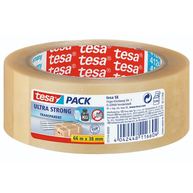 tesa-tesapack-ultra-strong-paketklebeband-66-m-x-38-mm-transparent image 1