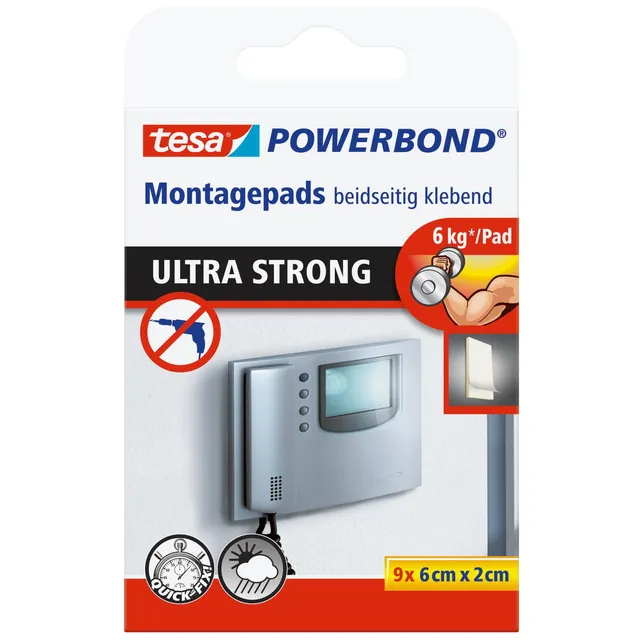 tesa-powerbond-ultra-strong-klebepads-9x-pads-6-cm-x-2-cm-bis-6-kg image 1